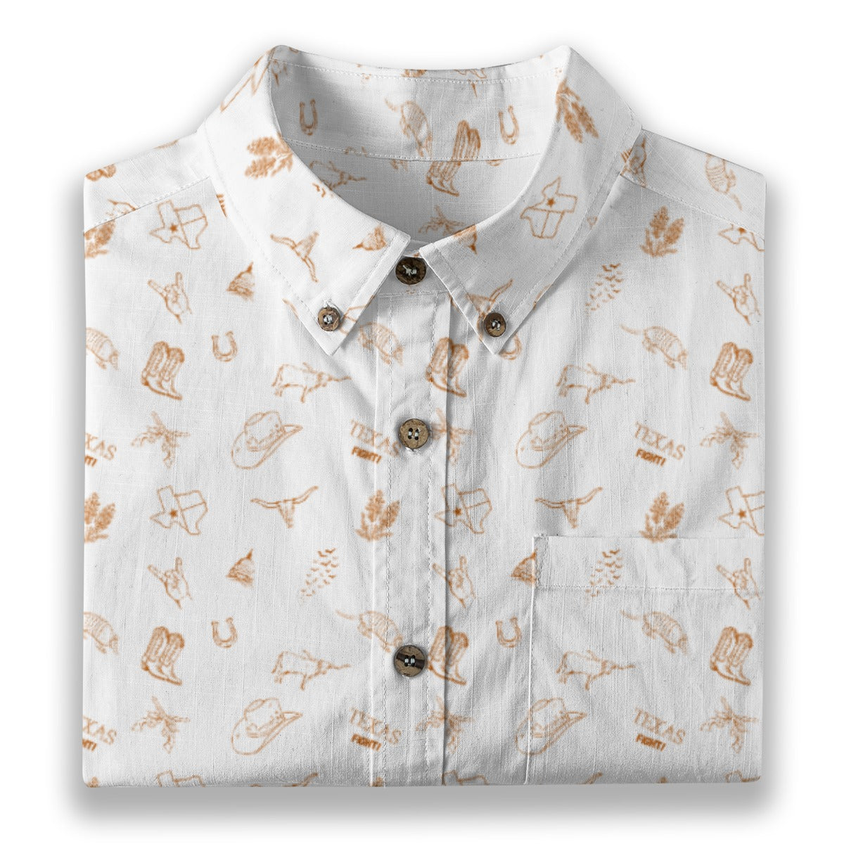 Texas Fight White - Men's Cotton Shirt
