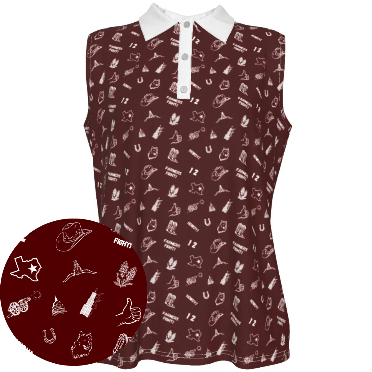 Farmer's Fight Maroon - Women's Sleeveless Polo