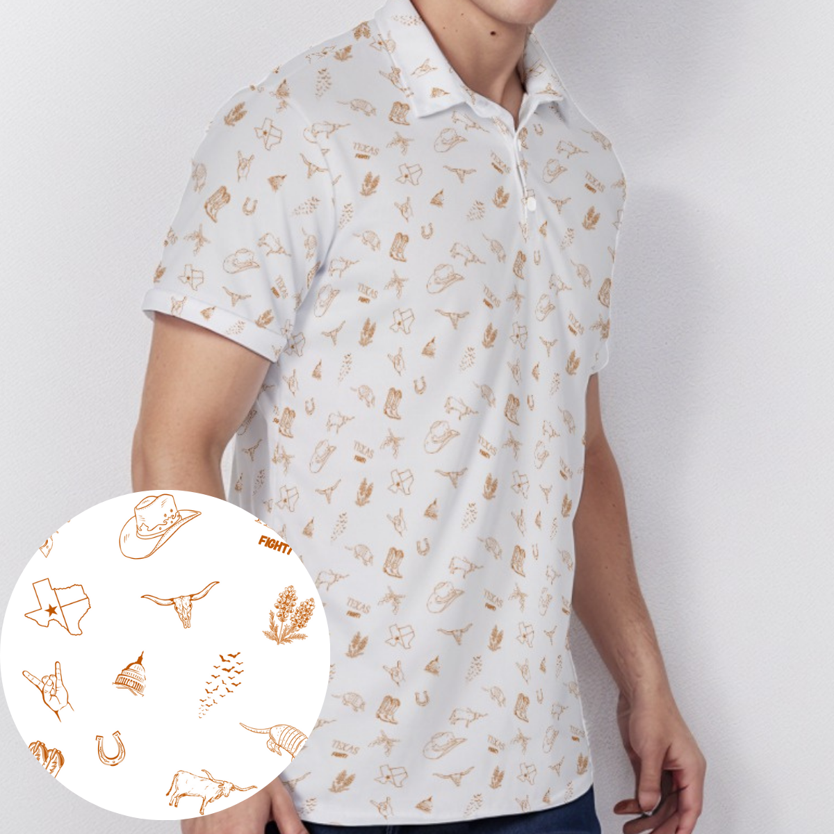 Texas Fight - White - Men's Polo Shirt